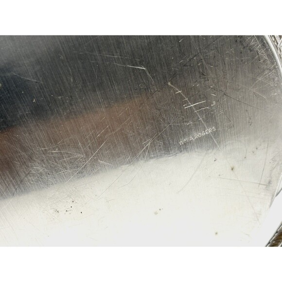 Vintage W.M. Rogers Oneida Silver Plated 12” Round Tray Pierced Braided Edge Orn - Picture 7 of 11